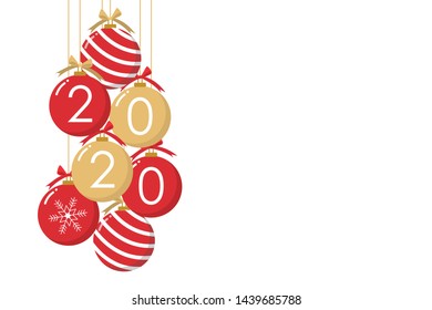 Christmas balls for holidays. Happy new year 2020.