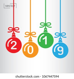 Christmas balls icon, 2019 new year - sign vector illustration of Eps10