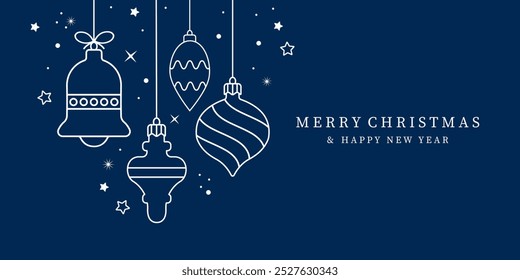 Christmas balls icon isolated on a blue background. Christmas card with holidays decoration.Christmas balls border . Marry Christmas and Happy New Year background.