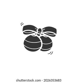 Christmas Balls Icon Silhouette Illustration.Tree Decoration Vector Graphic Pictogram Symbol Clip Art. Doodle Sketch Black Sign.