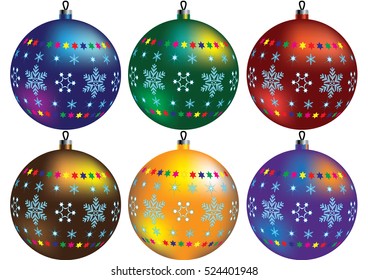 Christmas balls with the image of snowflakes