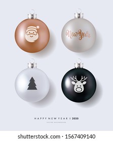Christmas balls isolated on background. Vector illustration