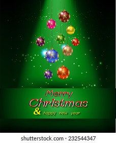 Christmas balls from light vector green background 
