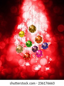 Christmas balls from light vector red background 
