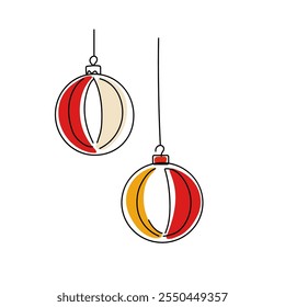 christmas balls line art hand drawn minimalist balls