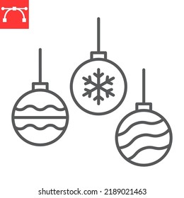 Christmas balls line icon, new year and xmas, christmas tree ball vector icon, vector graphics, editable stroke outline sign, eps 10.