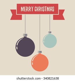 Christmas balls. Merry Christmas greeting card. 