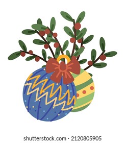 icono de las bolas de navidad y el mistletoe