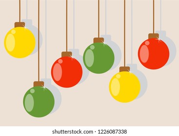 Christmas balls multicolored with shadows