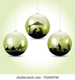 Christmas balls with nativity scene