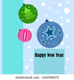 Christmas balls, New Year greeting card, vector background