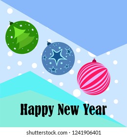 Christmas balls, New Year greeting card, vector background