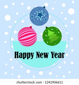 Christmas balls, New Year greeting card, vector background