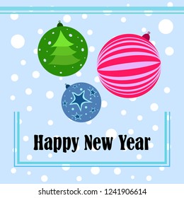 Christmas balls, New Year greeting card, vector background