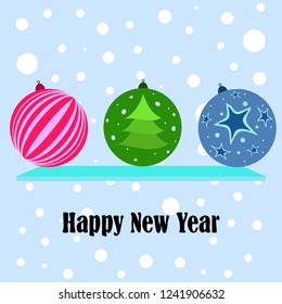Christmas balls, New Year greeting card, vector background