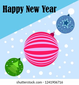 Christmas balls, New Year greeting card, vector background