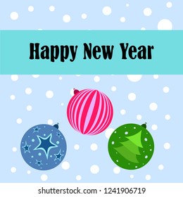 Christmas balls, New Year greeting card, vector background