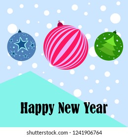 Christmas balls, New Year greeting card, vector background