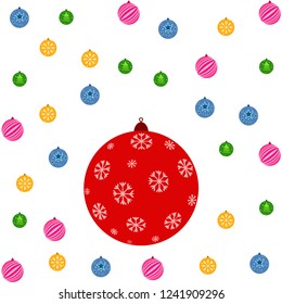 Christmas balls, New Year greeting card, vector background