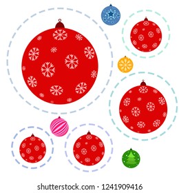 Christmas balls, New Year greeting card, vector background