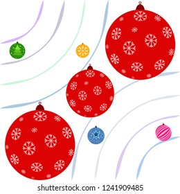 Christmas balls, New Year greeting card, vector background