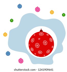 Christmas balls, New Year greeting card, vector background