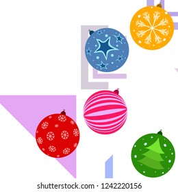Christmas balls, New Year greeting card, vector background
