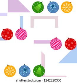 Christmas balls, New Year greeting card, vector background