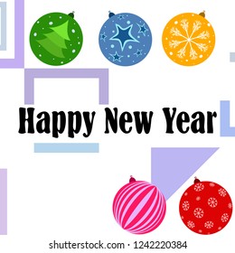 Christmas balls, New Year greeting card, vector background