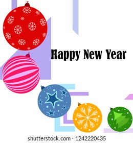 Christmas balls, New Year greeting card, vector background