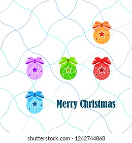 Christmas balls, New Year greeting card, vector background