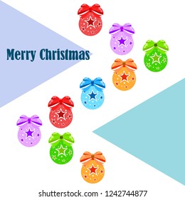 Christmas balls, New Year greeting card, vector background