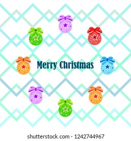Christmas balls, New Year greeting card, vector background
