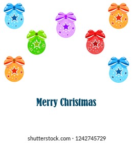 Christmas balls, New Year greeting card, vector background