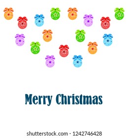 Christmas balls, New Year greeting card, vector background