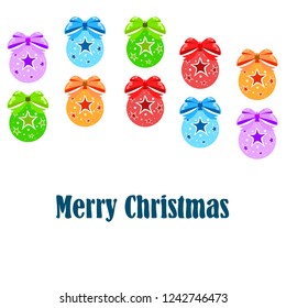 Christmas balls, New Year greeting card, vector background