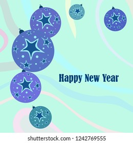 Christmas balls, New Year greeting card, vector background