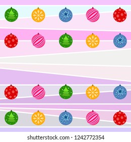 Christmas balls, New Year greeting card, vector background