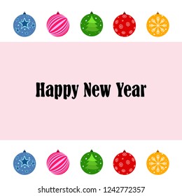 Christmas balls, New Year greeting card, vector background