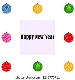 Christmas balls, New Year greeting card, vector background