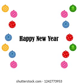 Christmas balls, New Year greeting card, vector background