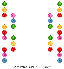 Christmas balls, New Year greeting card, vector background