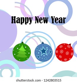 Christmas balls, New Year greeting card, vector background