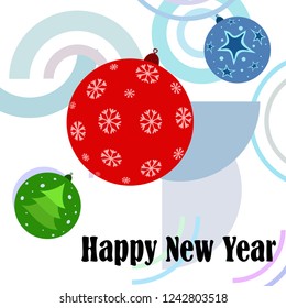 Christmas balls, New Year greeting card, vector background