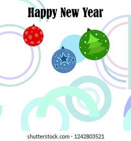 Christmas balls, New Year greeting card, vector background