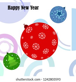 Christmas balls, New Year greeting card, vector background