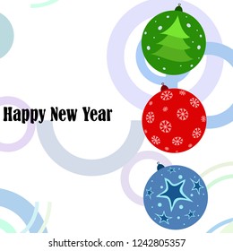 Christmas balls, New Year greeting card, vector background