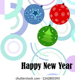 Christmas balls, New Year greeting card, vector background