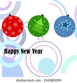 Christmas balls, New Year greeting card, vector background