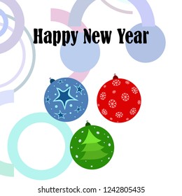 Christmas balls, New Year greeting card, vector background